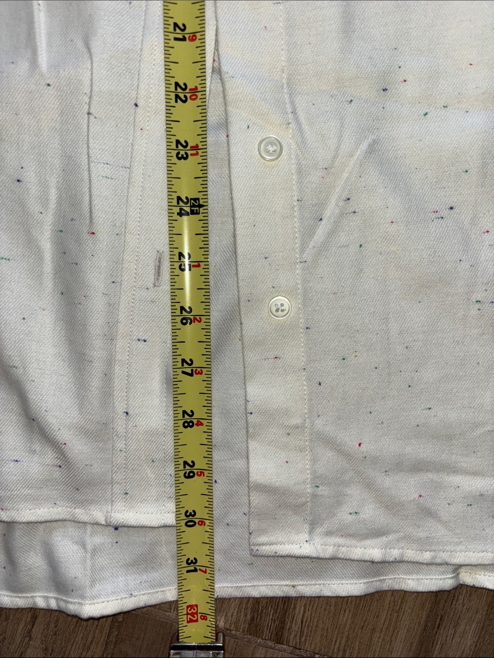 LOFT button down long sleeve blouse with colored speckles on beige size XL - Picture 13 of 15